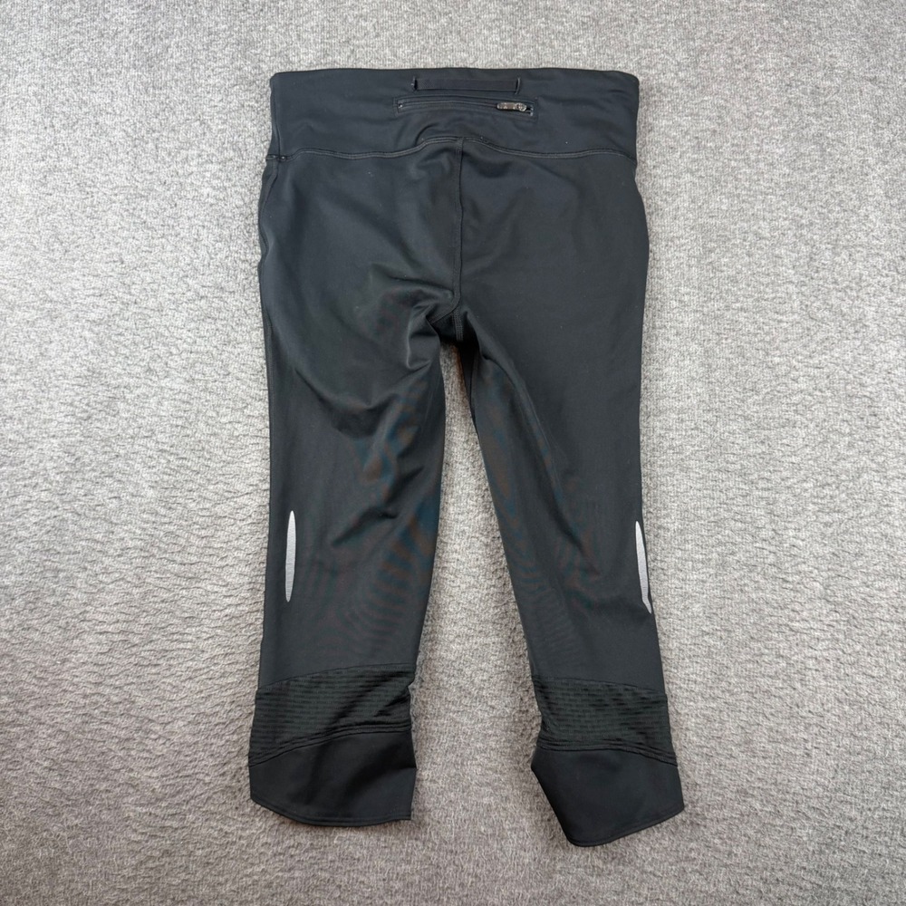 Under Armour Capri Leggings Women's Small Black Mesh Hem Zipper Pocket Running - Picture 8 of 8